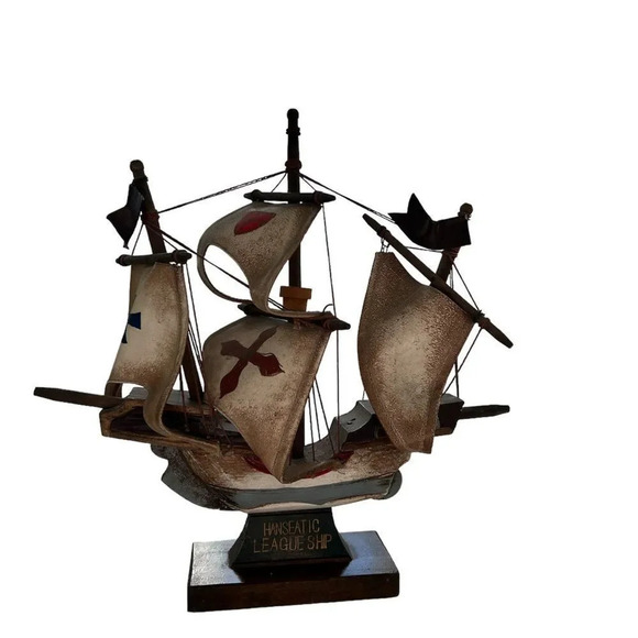 Hanseatic League Ship Model Nautical Home Shelf Decor Maritime Vintage-Style‎ - Picture 2 of 6